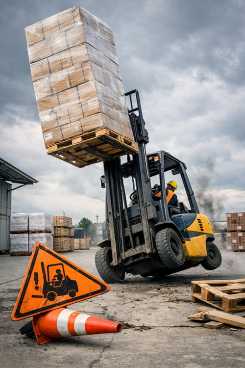 cảnh báo xe nâng nâng hàng quá cao