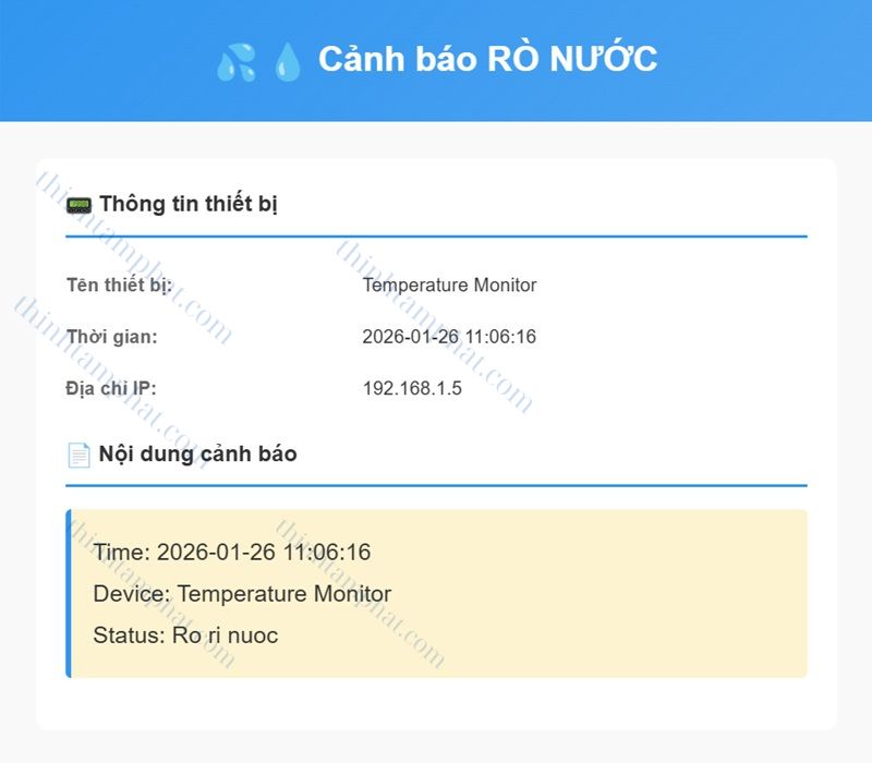 cảnh báo rò rỉ nước qua email
