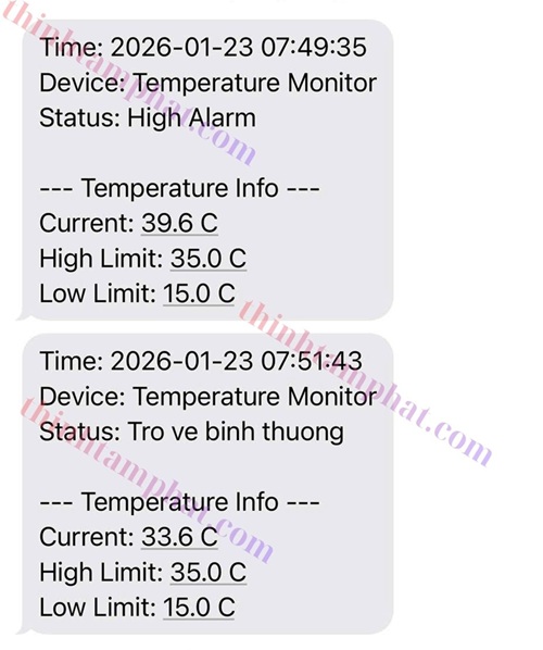 cảnh báo nhiệt độ cao qua sms