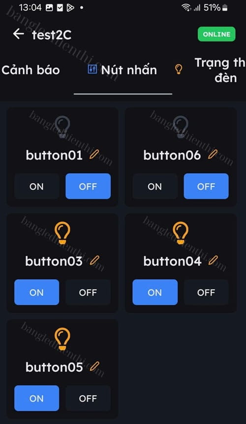 app giám sát nút nhấn