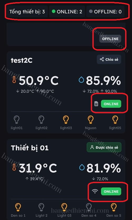 app giám sát thiết bị online offline