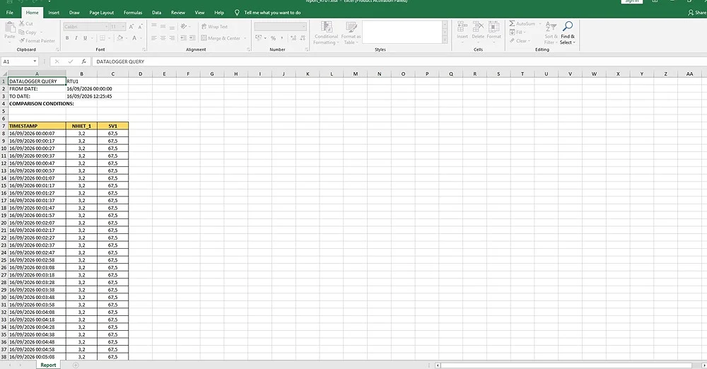 xuất file excel thông số nhiệt độ