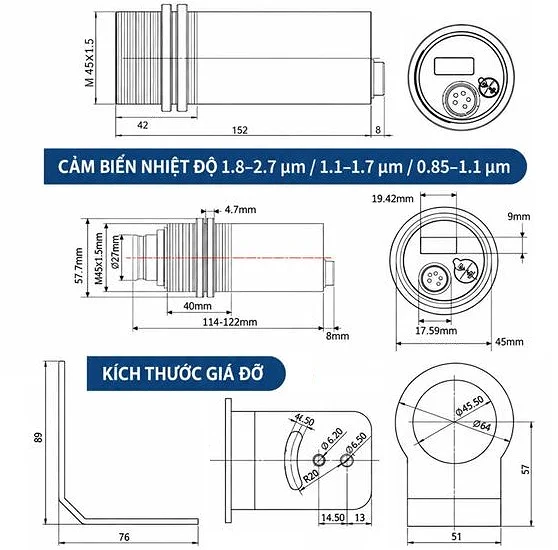 kích thước cảm biến hồng ngoại TTPSS-NT